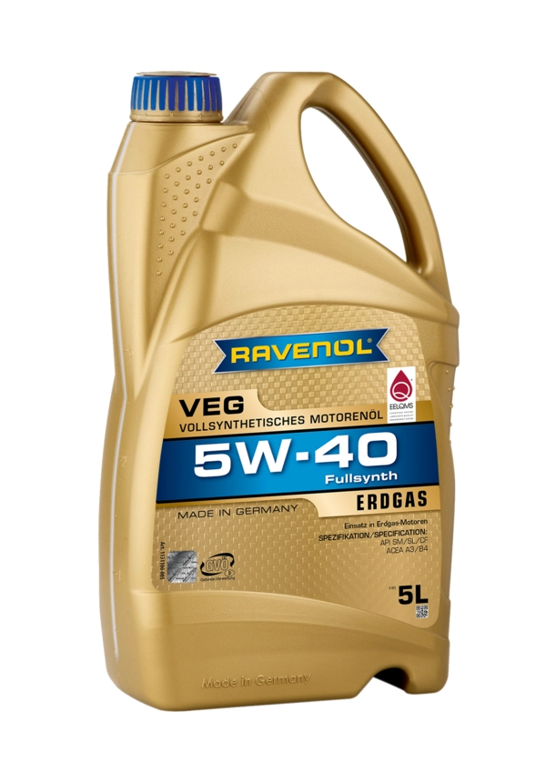5L RAVENOL VEG SAE 5W-40 – Helsyntetisk PAO-motorolja för naturgasmotorer
